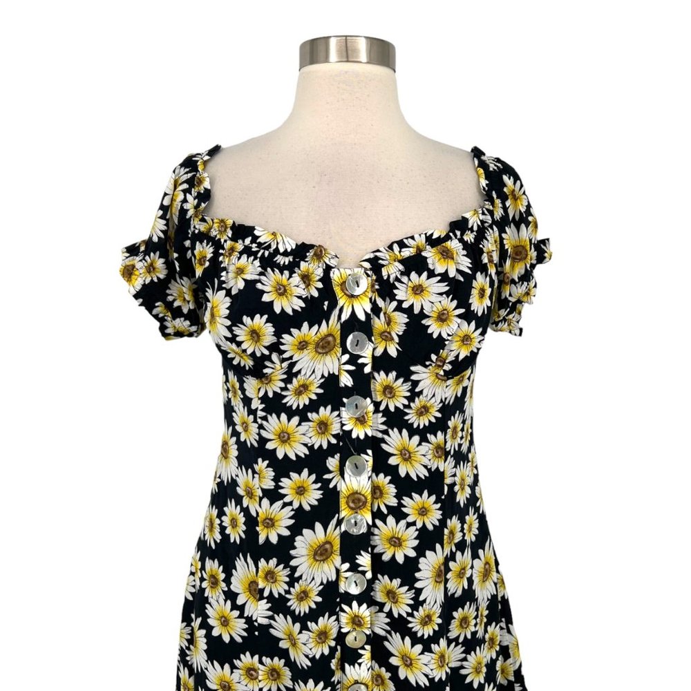 Seven Wonders Daisy Puff Sleeve Off-Shoulder Mini Dress Black White Small NWT - Picture 7 of 12